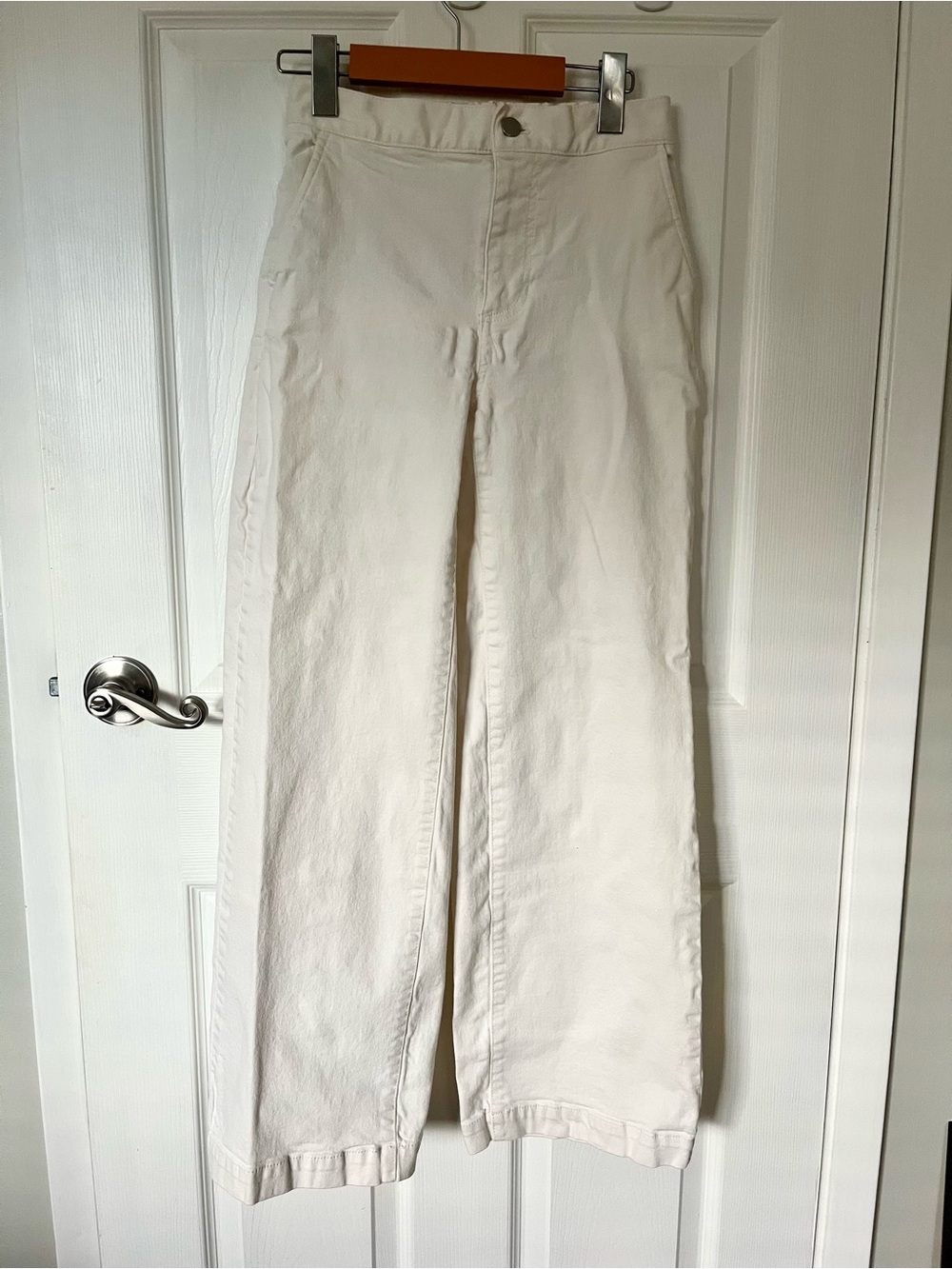 Oak + Fort High Waisted Wide Leg Pants Cream Off White Size XS